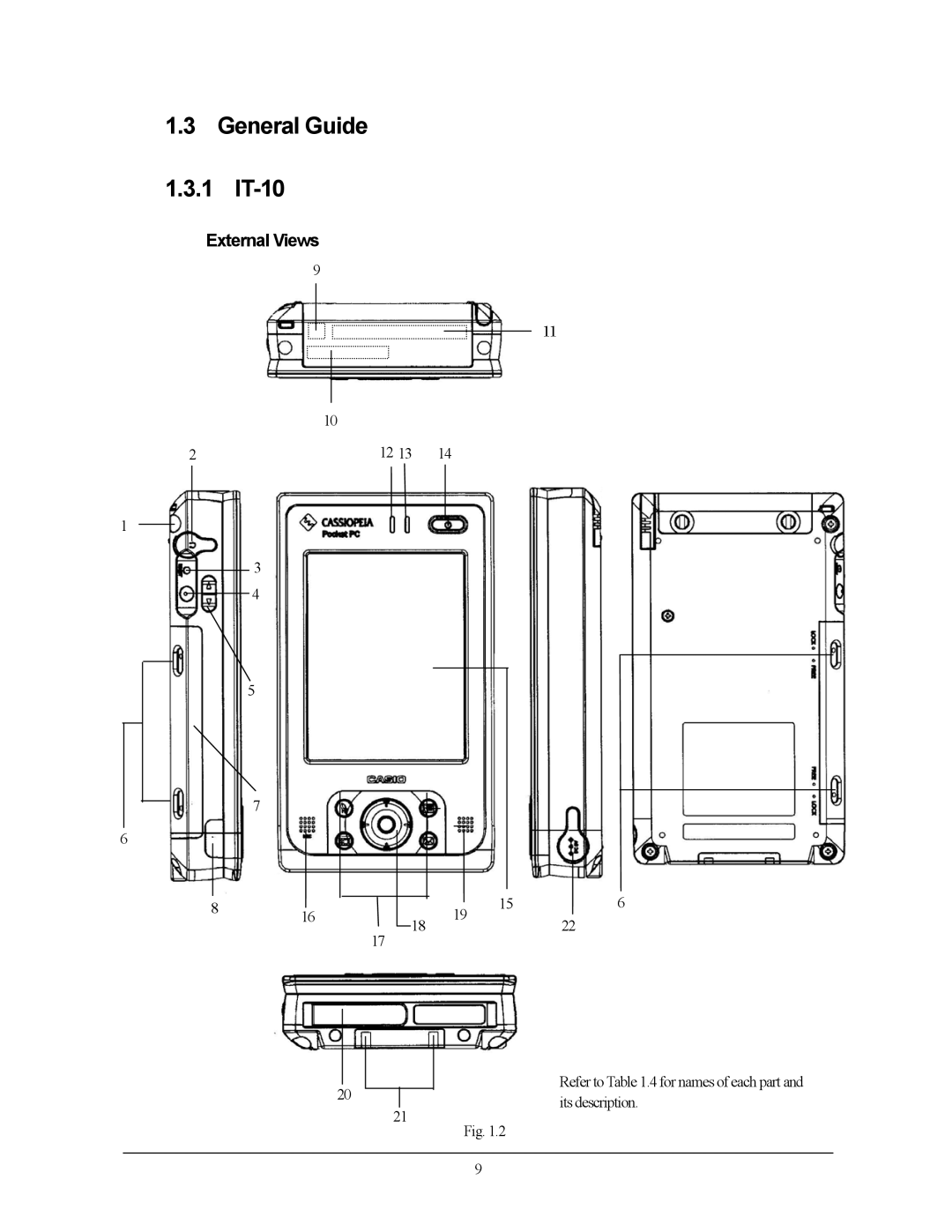 Casio 10M30BR, IT-10M20 manual General Guide 1 IT-10, External Views 