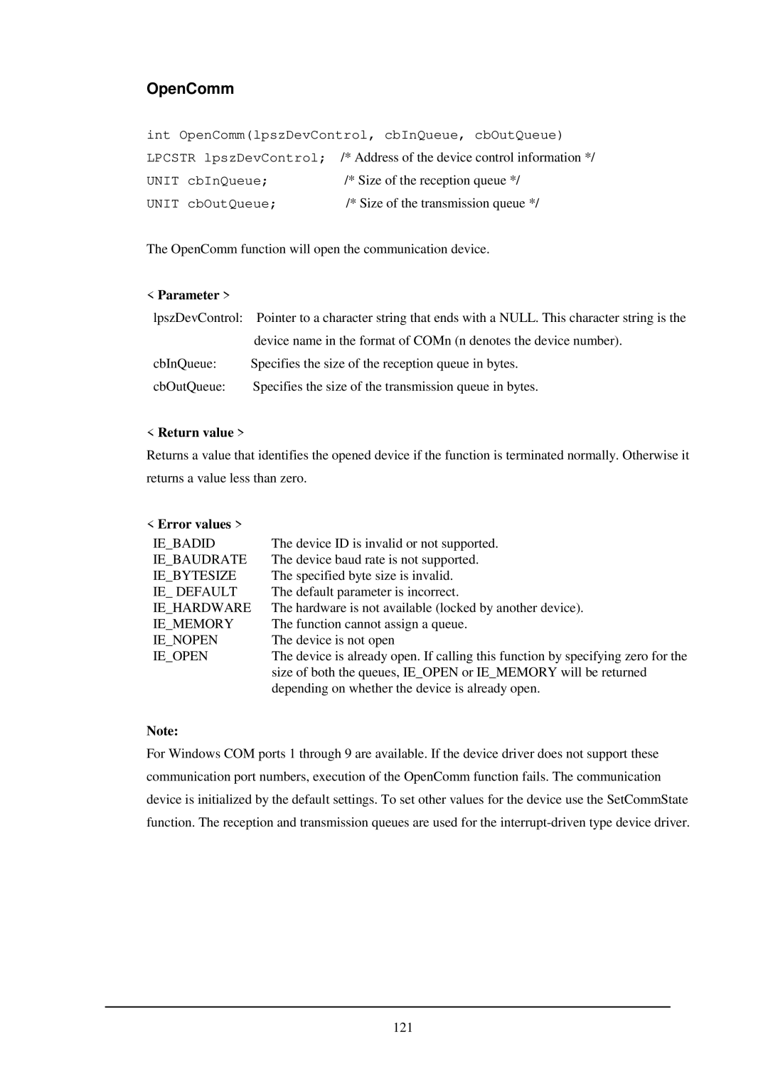 Casio IT-2000W manual OpenComm, Error values 