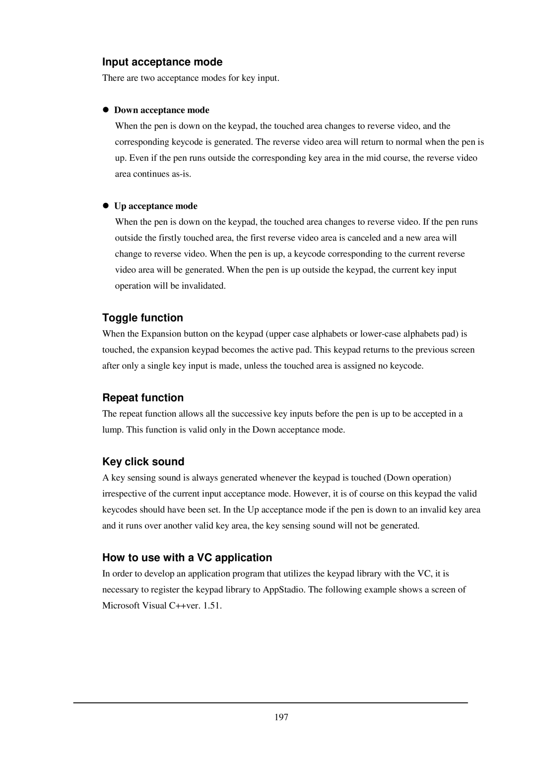 Casio IT-2000W Input acceptance mode, Toggle function, Repeat function, Key click sound, How to use with a VC application 