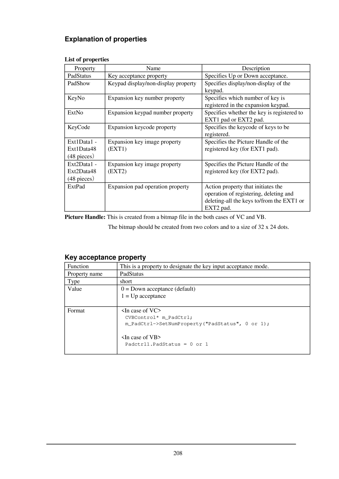 Casio IT-2000W manual Explanation of properties, Key acceptance property, List of properties 