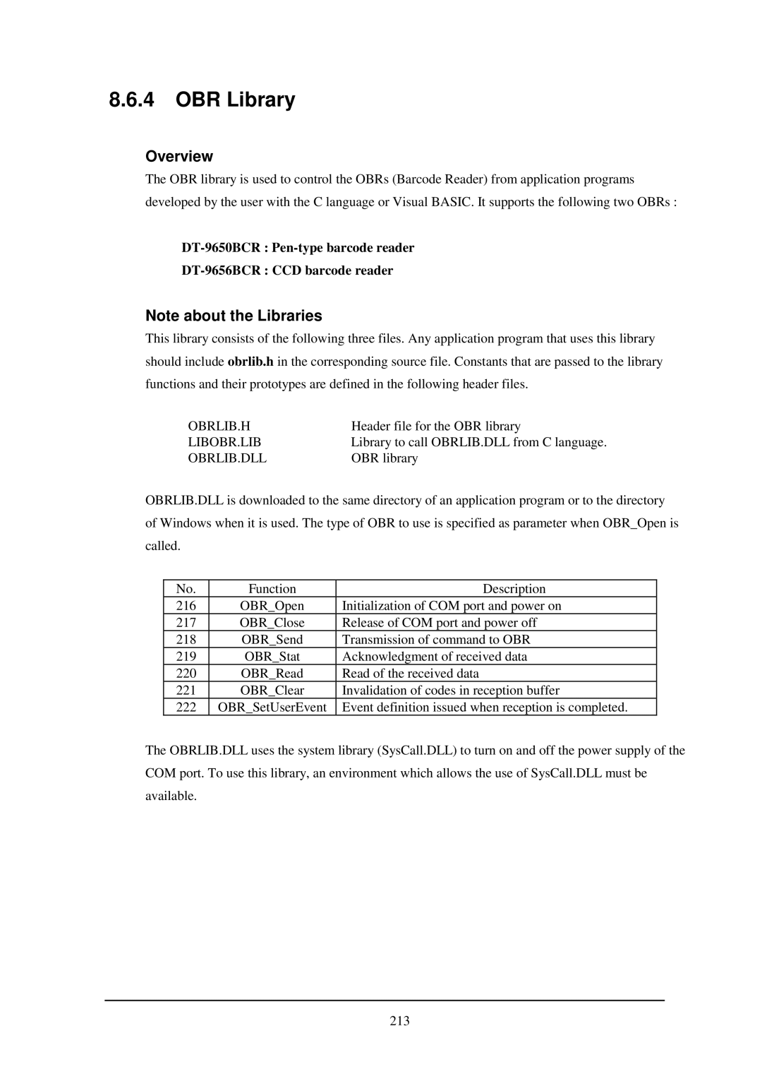 Casio IT-2000W manual OBR Library, Obrlib.H 