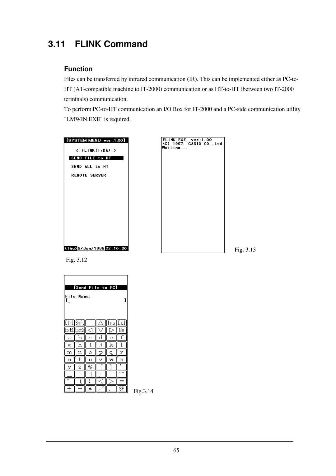 Casio IT-2000W manual Flink Command, Function 