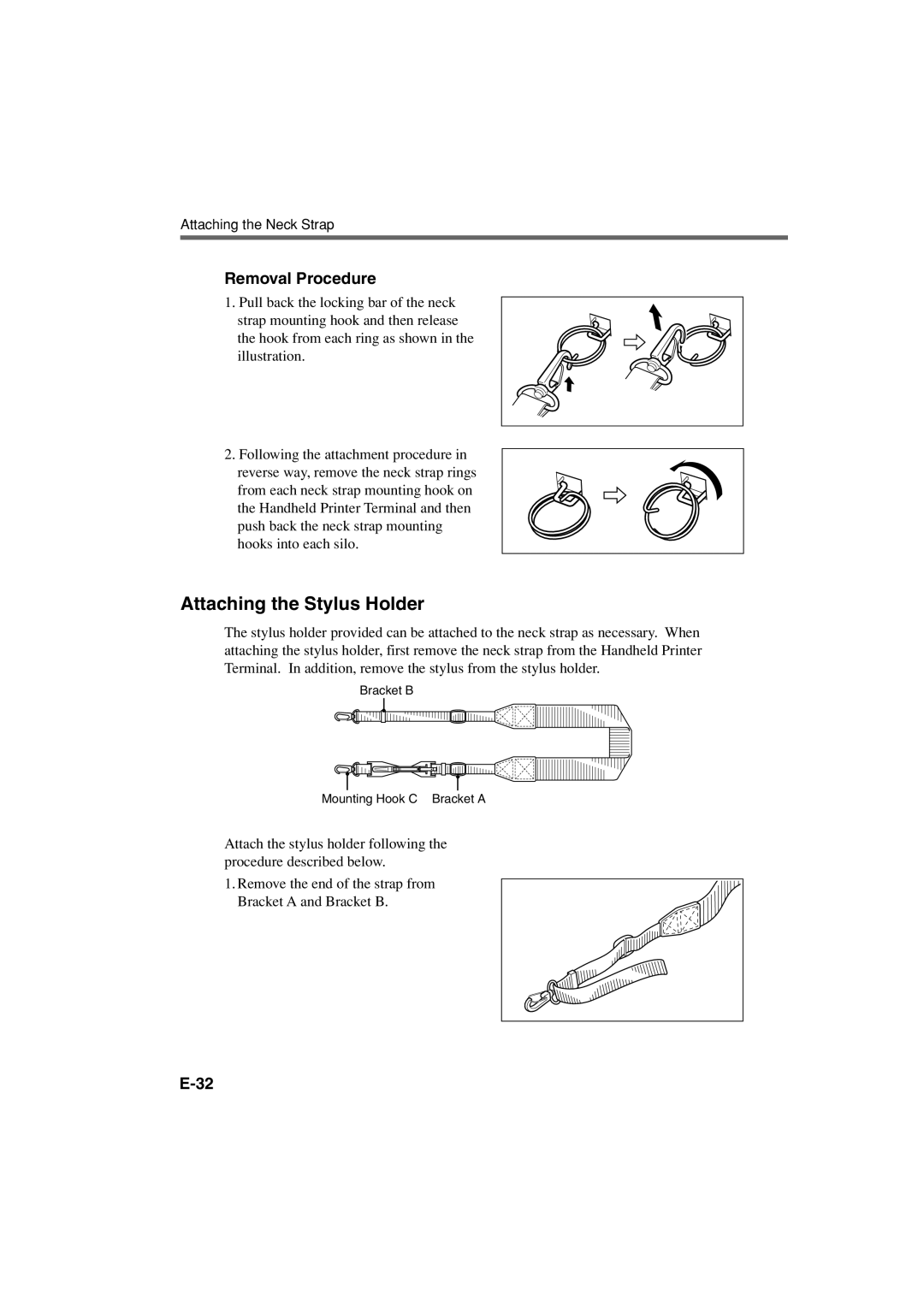 Casio IT-3000 manual Attaching the Stylus Holder, Removal Procedure 