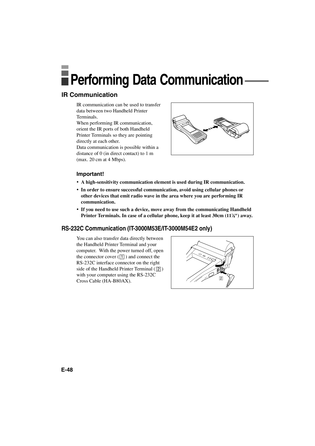 Casio manual IR Communication, RS-232C Communication IT-3000M53E/IT-3000M54E2 only 