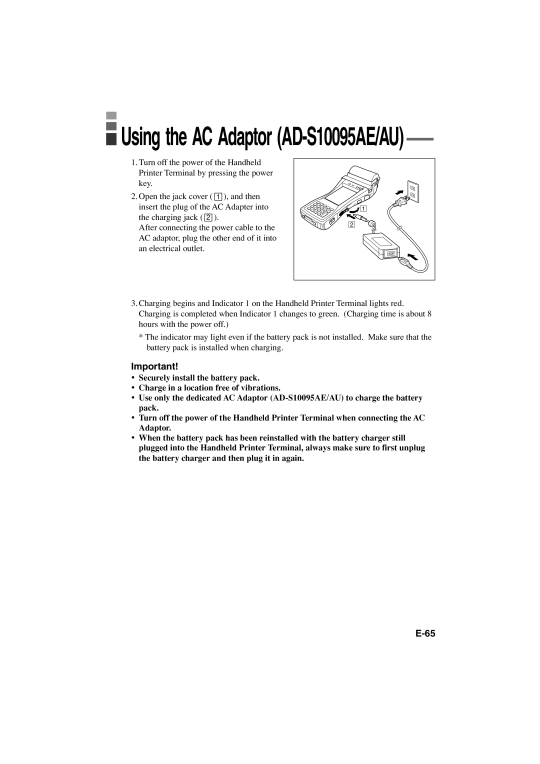 Casio IT-3000 manual Using the AC Adaptor AD-S10095AE/AU 