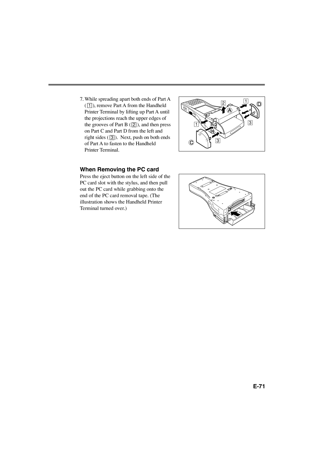 Casio IT-3000 manual When Removing the PC card 