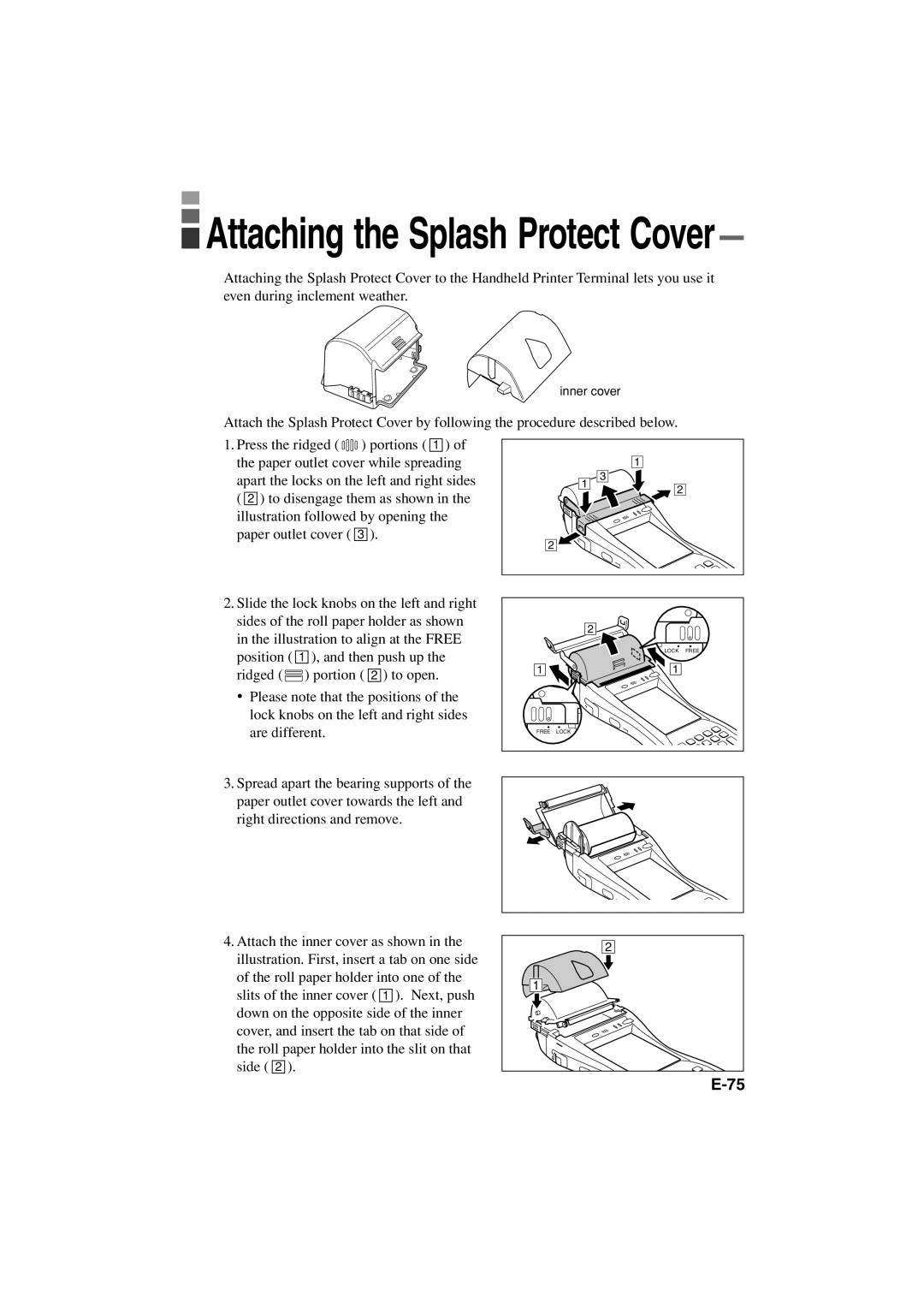 Casio IT-3000 manual Attaching the Splash Protect Cover 