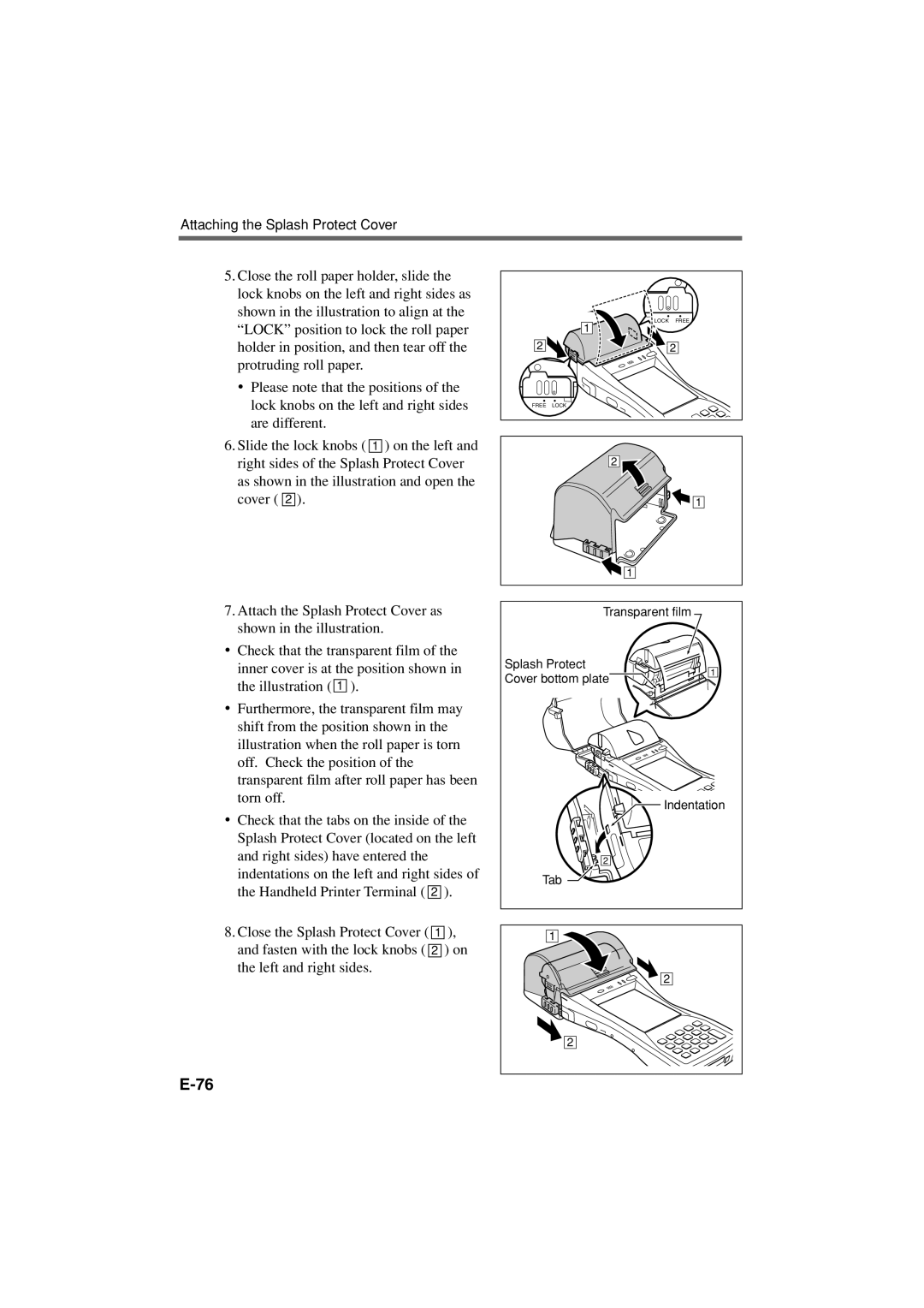 Casio IT-3000 manual Attaching the Splash Protect Cover 