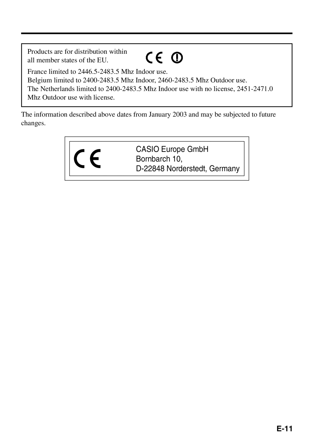 Casio IT-500 manual Casio Europe GmbH Bornbarch Norderstedt, Germany 