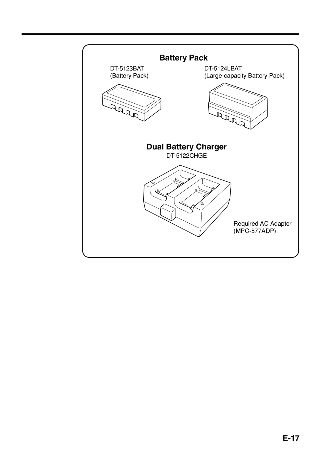 Casio IT-500 manual Battery Pack, Dual Battery Charger 