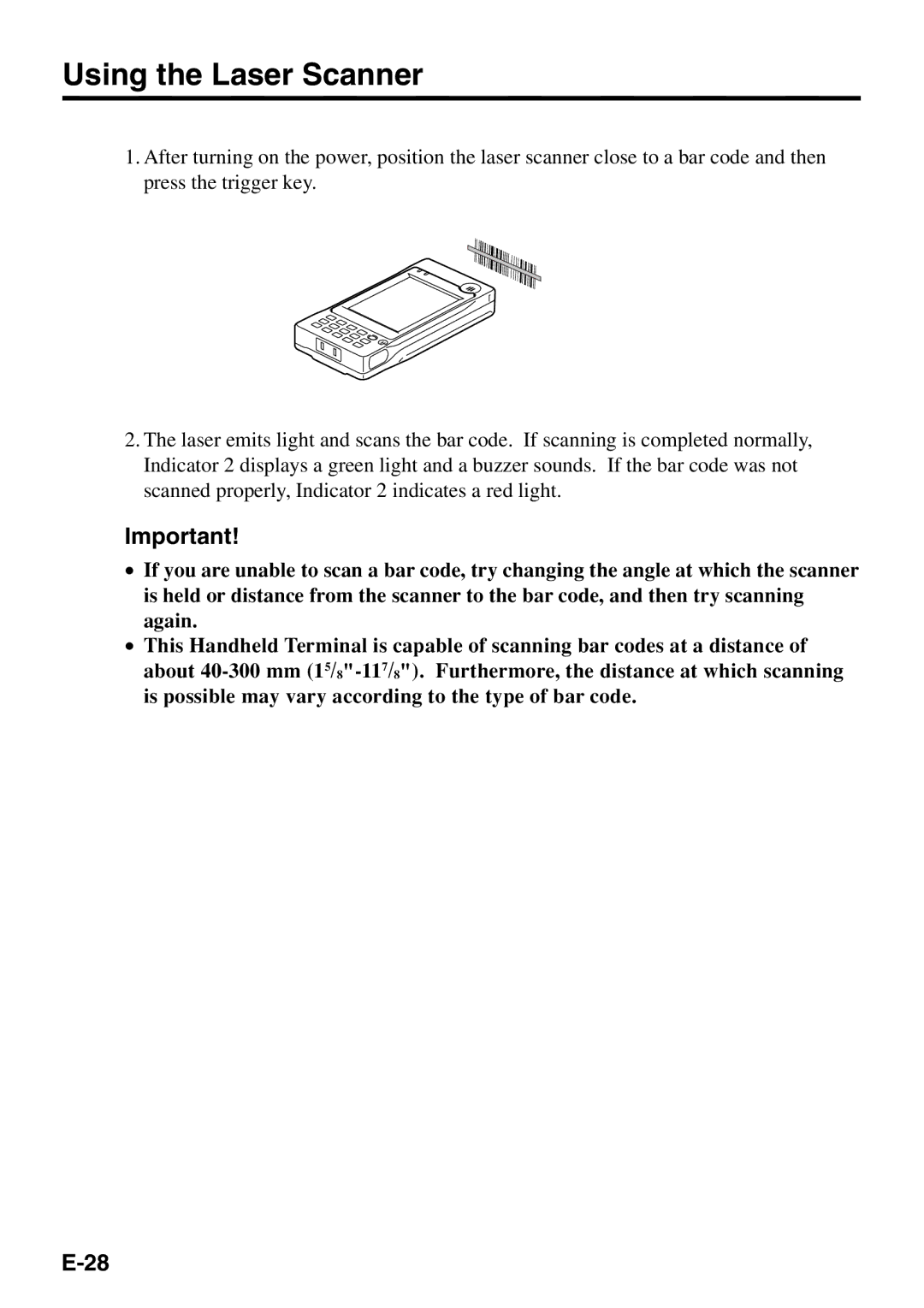 Casio IT-500 manual Using the Laser Scanner 