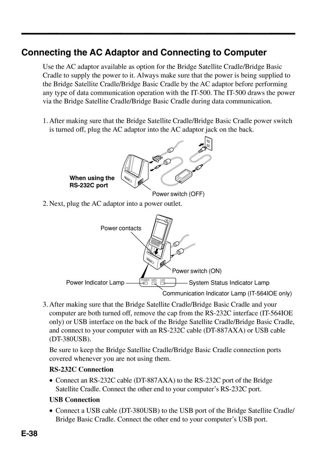 Casio IT-500 manual Connecting the AC Adaptor and Connecting to Computer, Next, plug the AC adaptor into a power outlet 