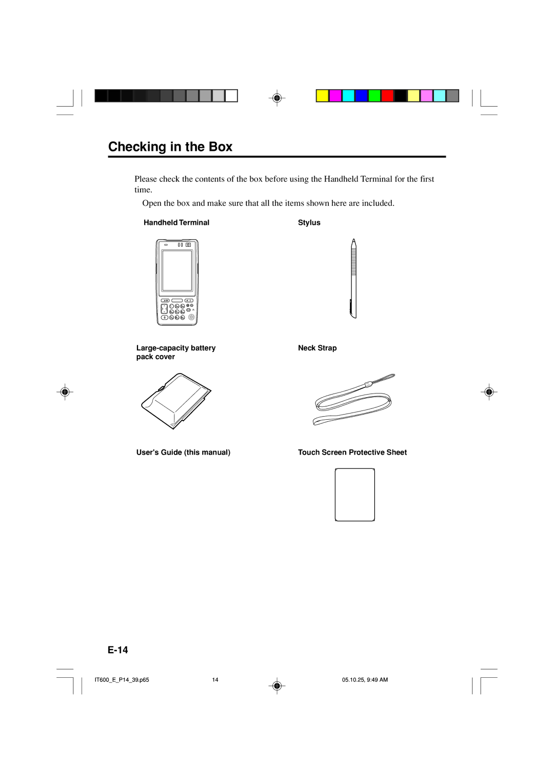 Casio IT-600 manual Checking in the Box 