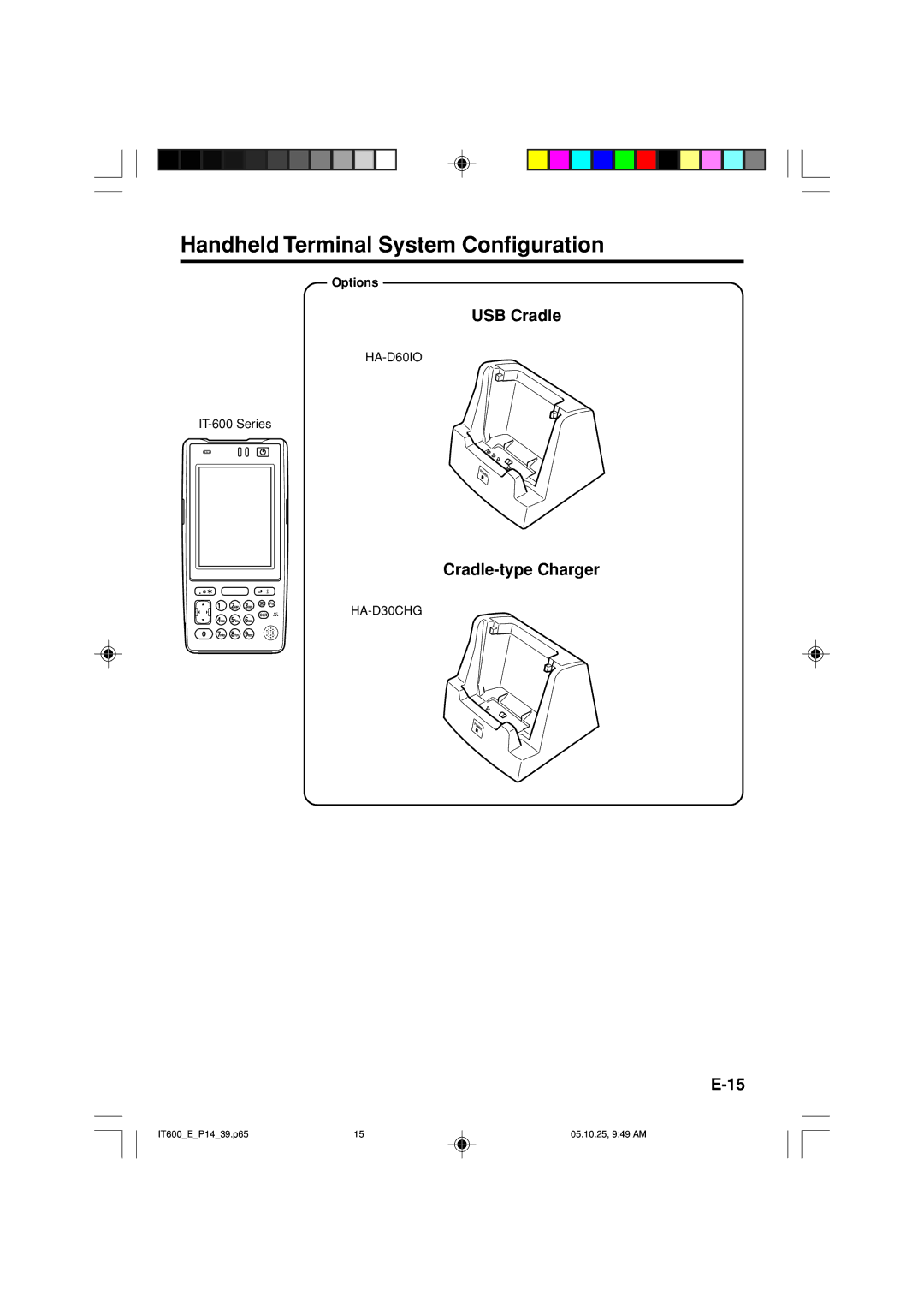 Casio IT-600 manual Handheld Terminal System Configuration, USB Cradle, Cradle-type Charger 