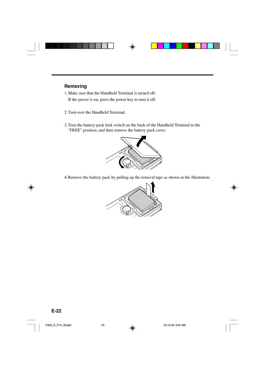 Casio IT-600 manual Removing 