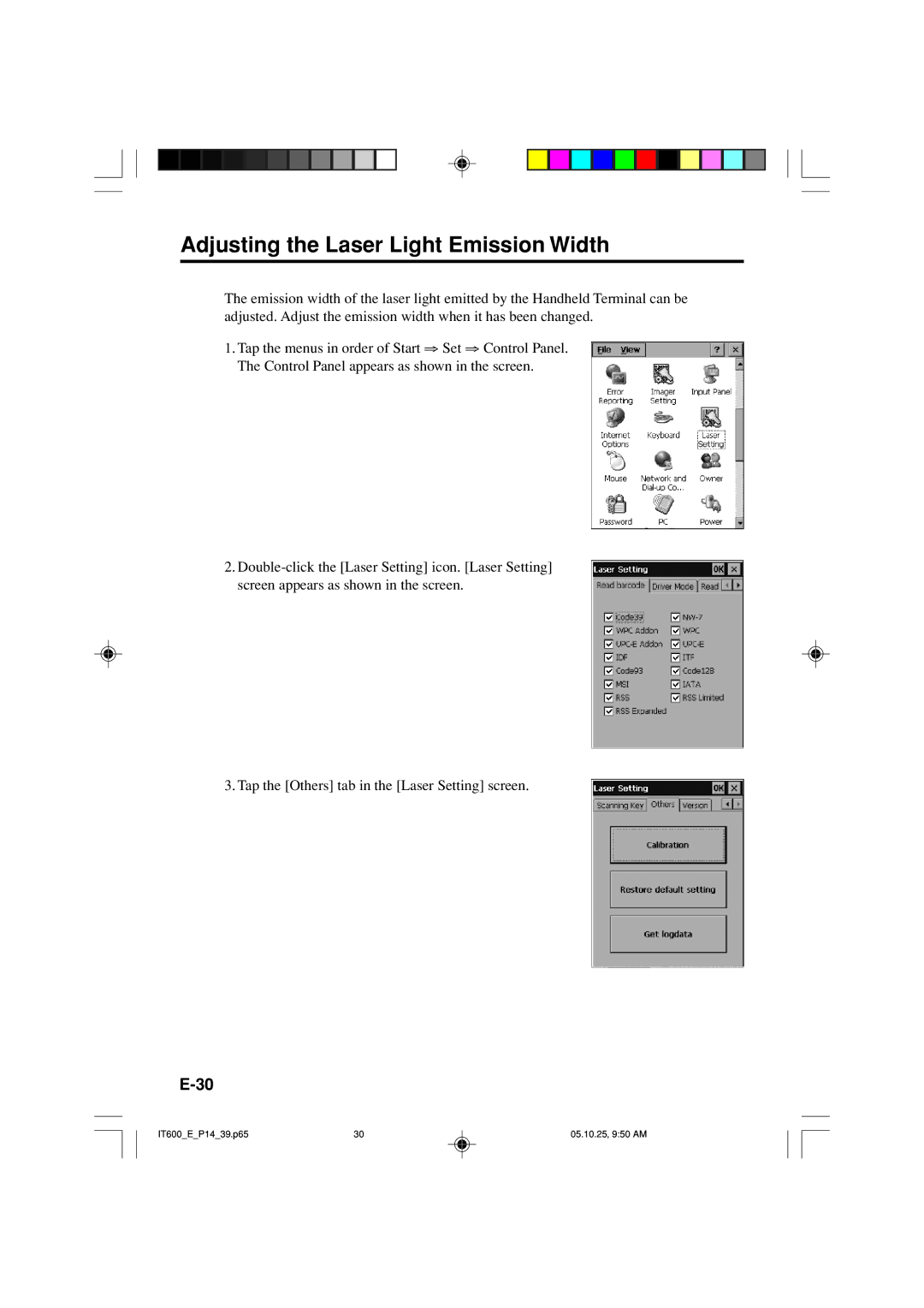 Casio IT-600 manual Adjusting the Laser Light Emission Width 