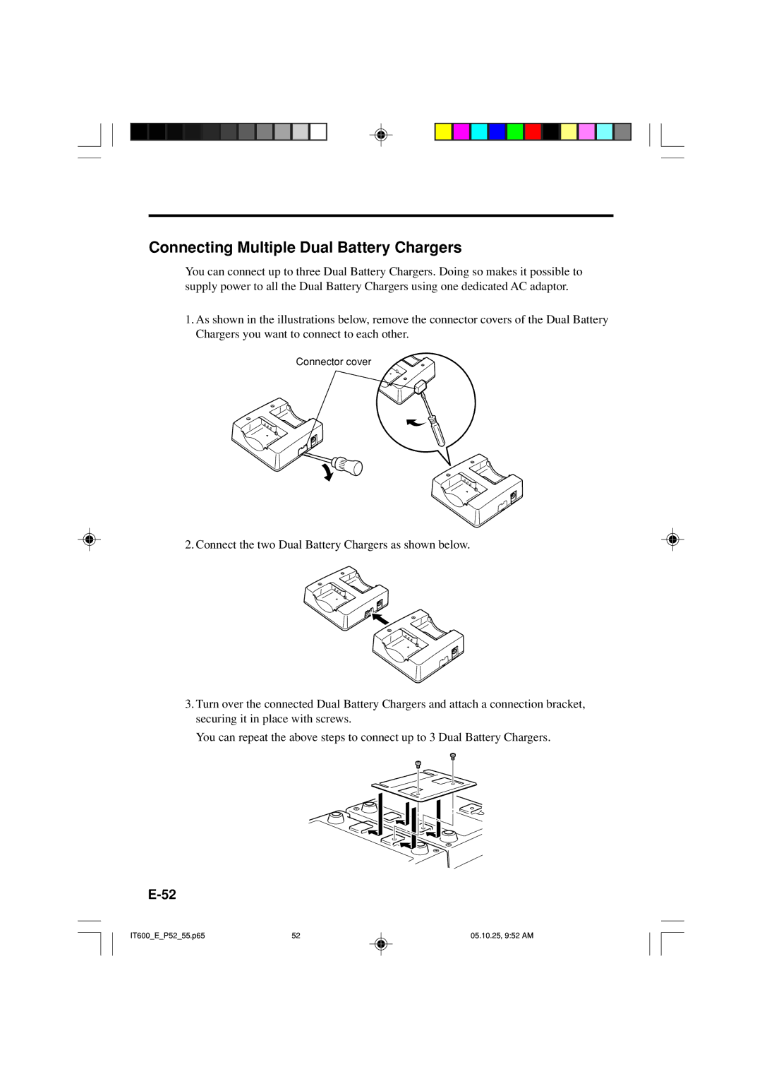 Casio IT-600 manual Connecting Multiple Dual Battery Chargers 