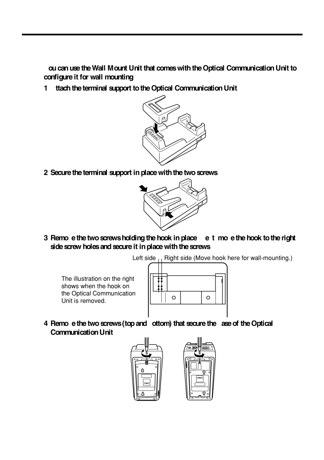 Casio IT-700/70 manual Wall Mounting the Optical Communication Unit 