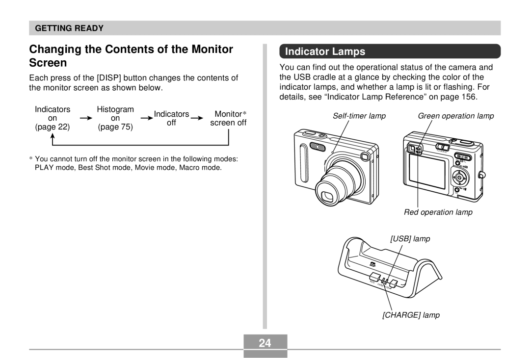 Casio K855PCM1DMX manual Changing the Contents of the Monitor Screen 