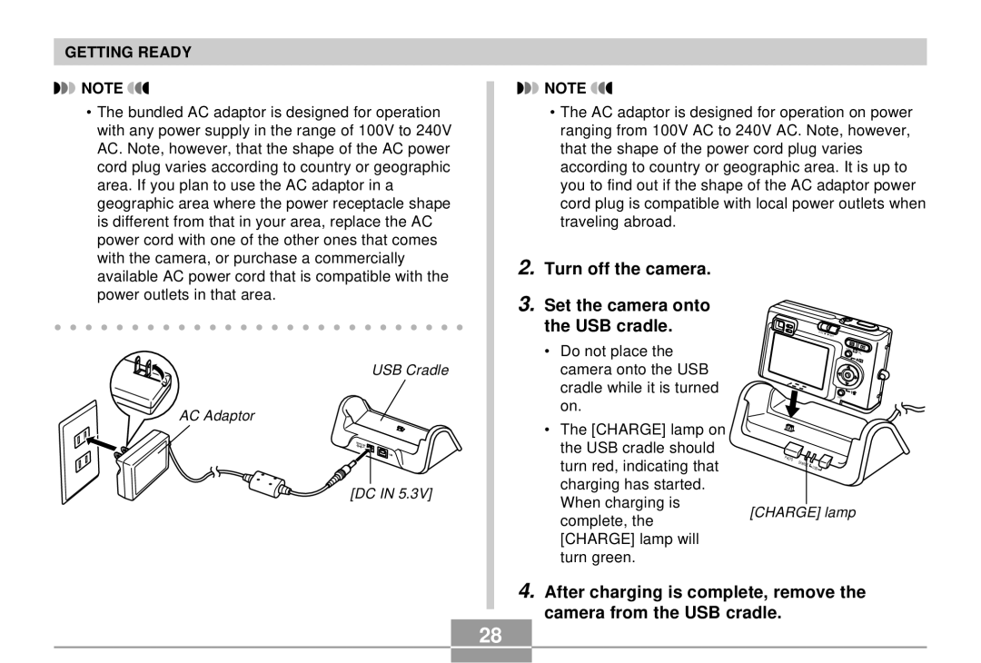 Casio K855PCM1DMX manual Turn off the camera, Set the camera onto the USB cradle 