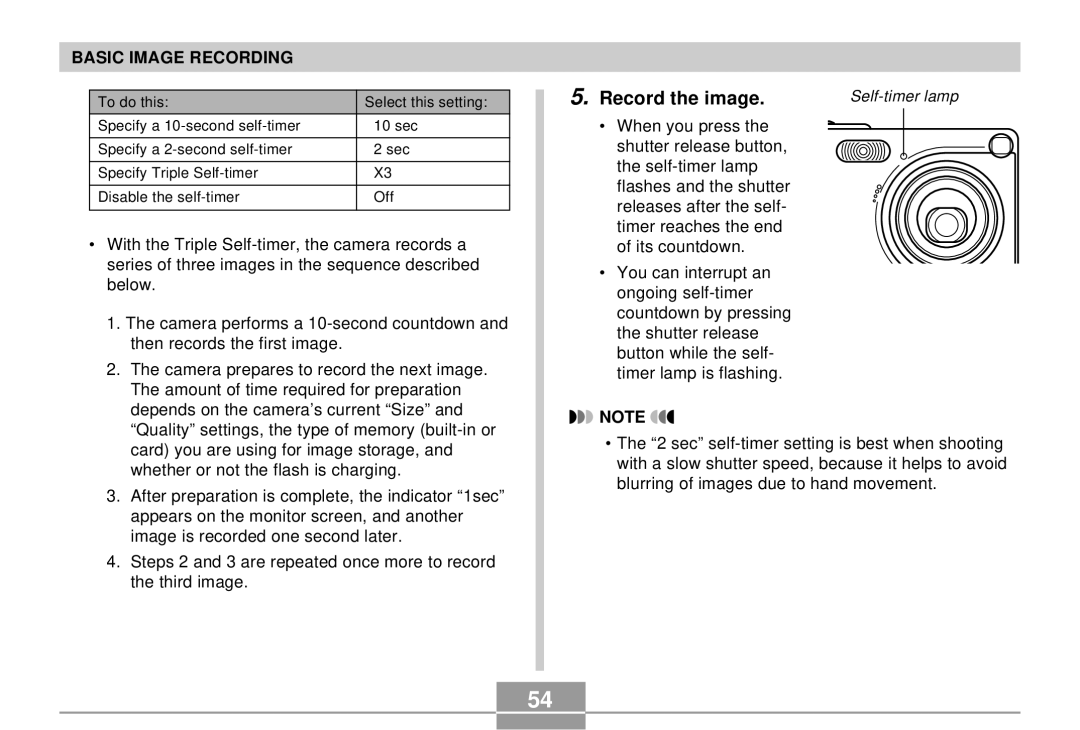 Casio K855PCM1DMX manual Record the image 