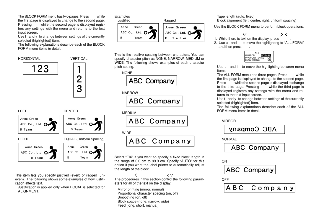 Casio KL-8100 manual To display the ALL Form menu 