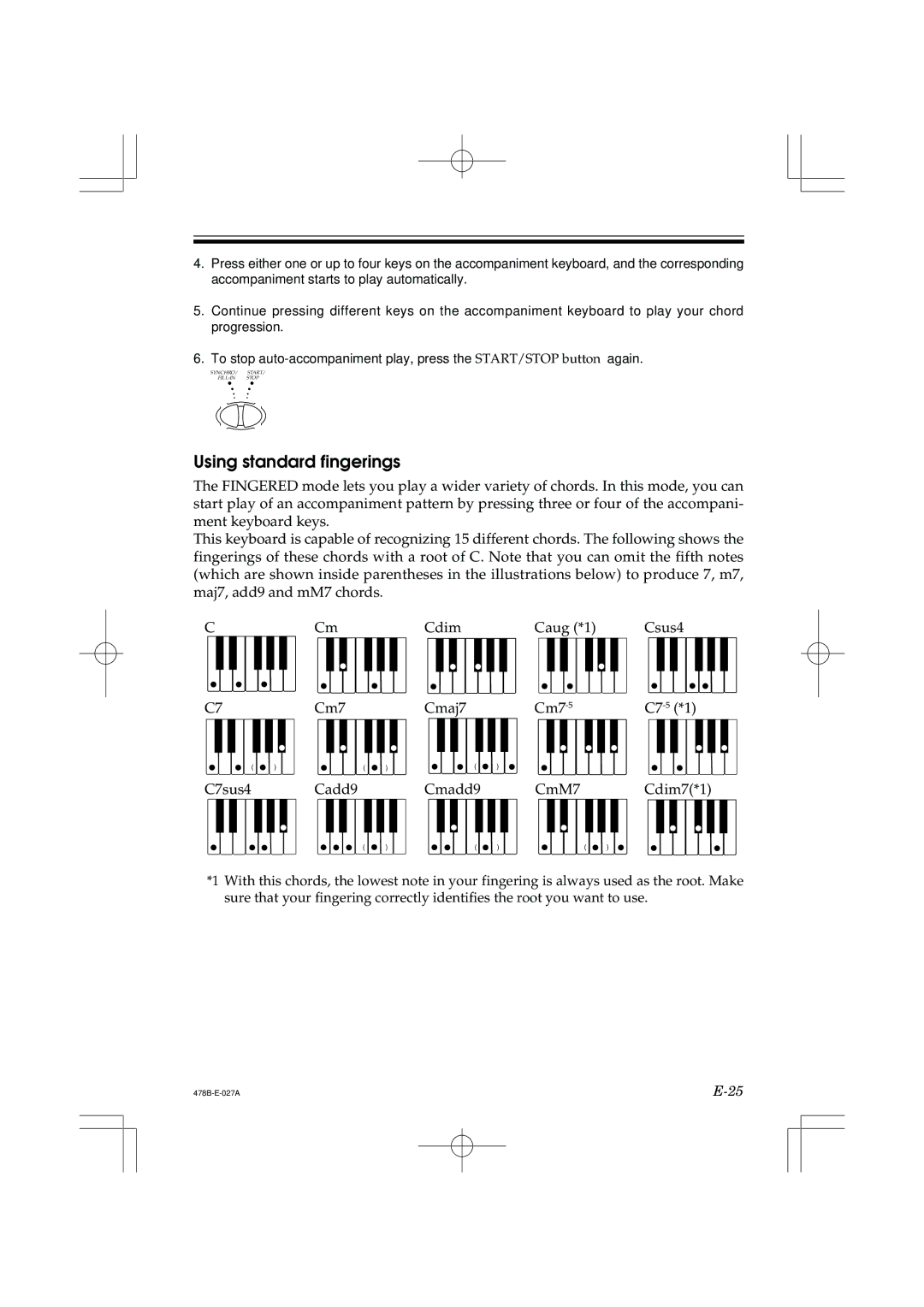 Casio LK-40 manual Using standard fingerings 