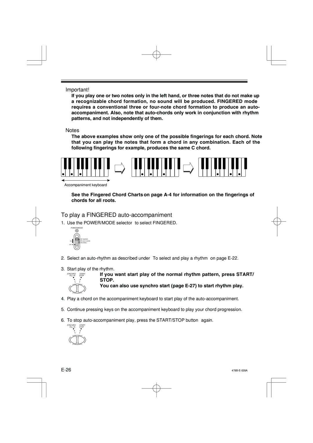 Casio LK-40 manual To play a Fingered auto-accompaniment 