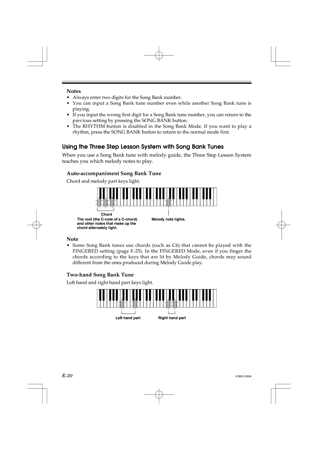 Casio LK-40 manual Using the Three Step Lesson System with Song Bank Tunes, Auto-accompaniment Song Bank Tune 