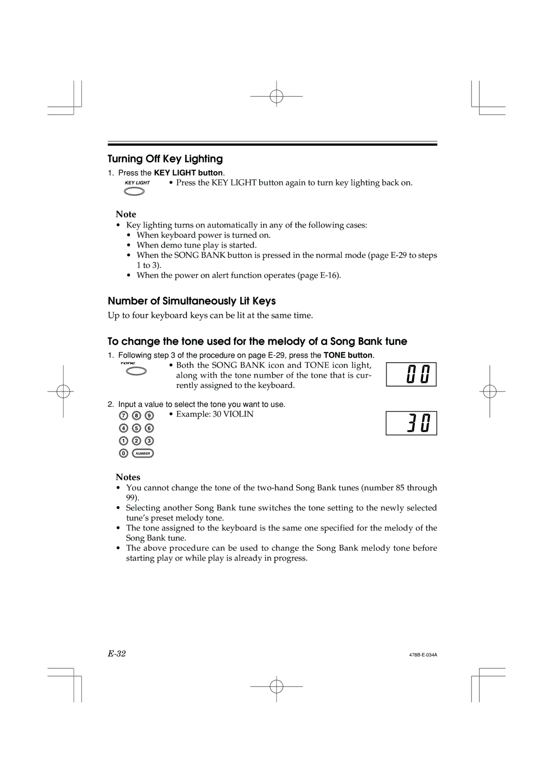 Casio LK-40 manual Turning Off Key Lighting, Number of Simultaneously Lit Keys 