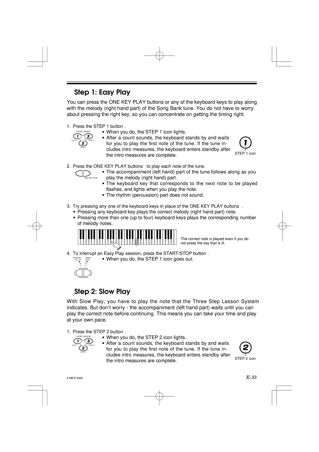 Casio LK-40 manual Easy Play, Slow Play 