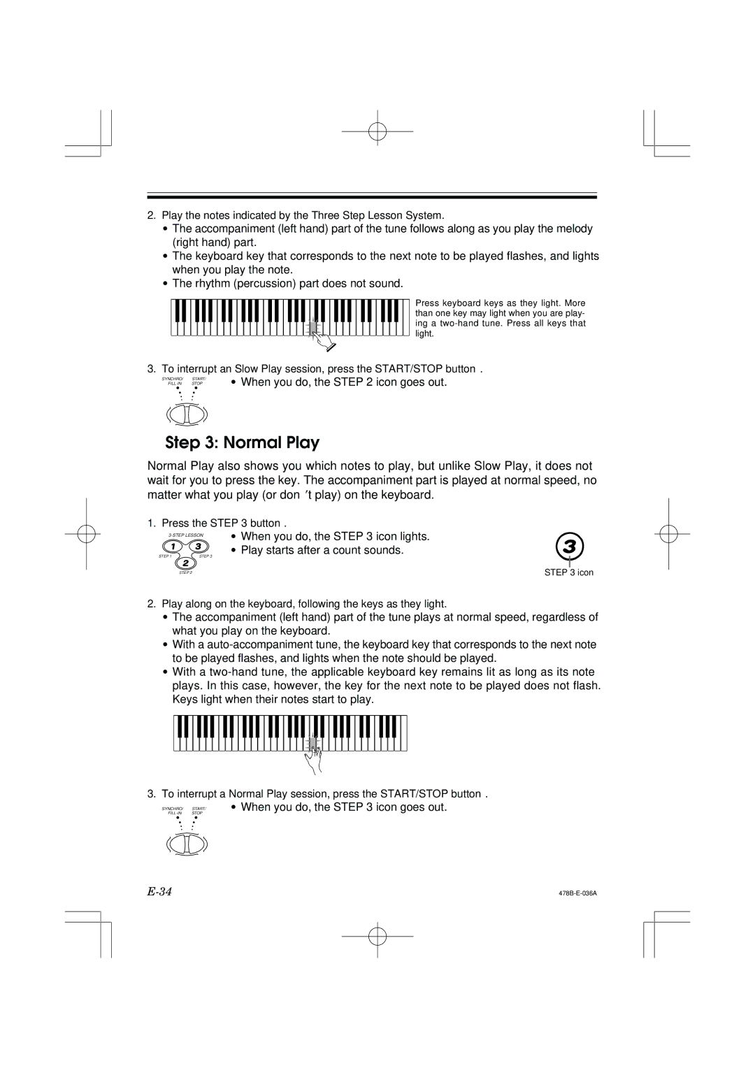 Casio LK-40 manual Normal Play 