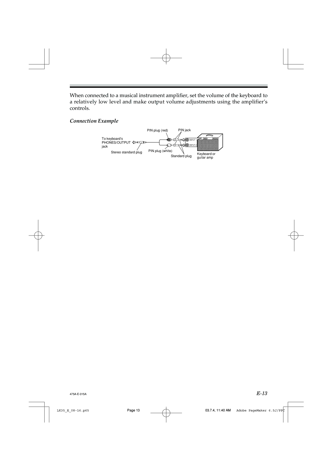 Casio LK35 manual Connection Example 