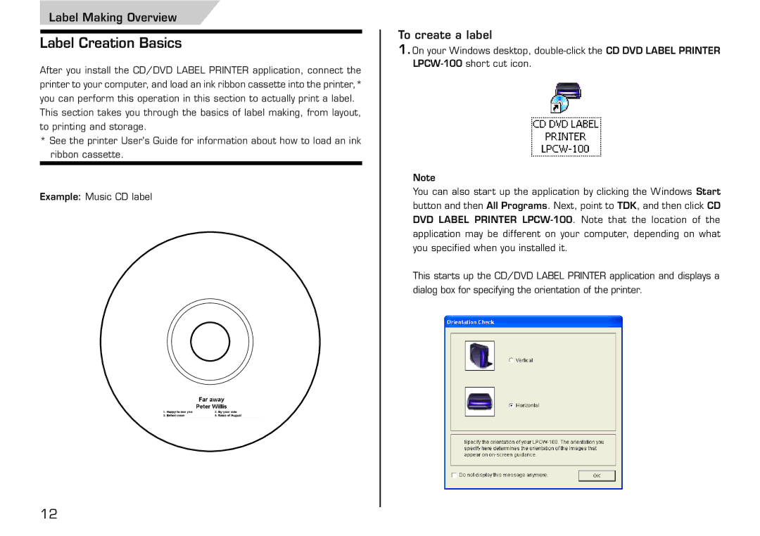 Casio LPCW-100 manual Label Creation Basics, To create a label 