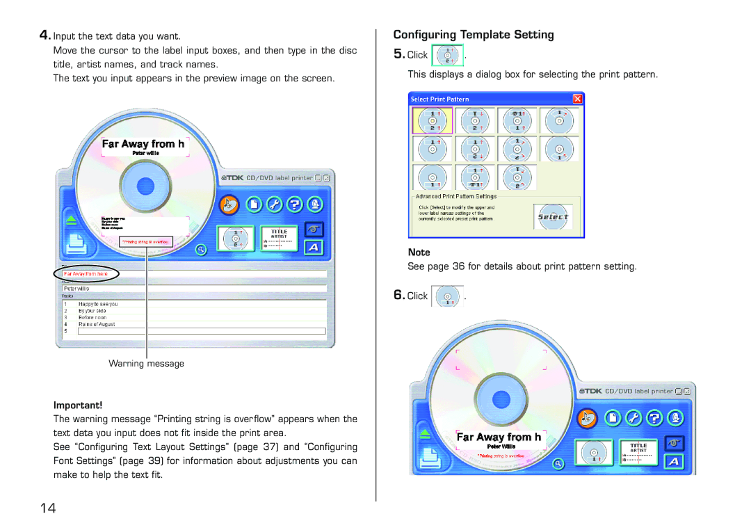 Casio LPCW-100 manual Configuring Template Setting 