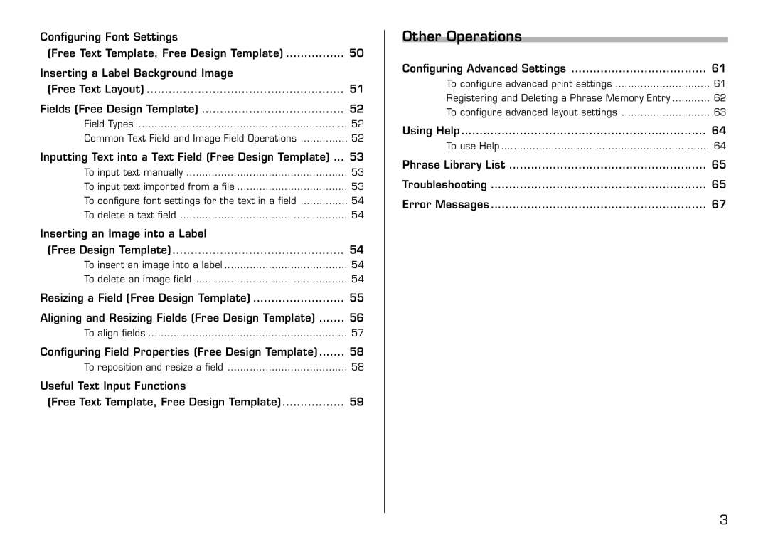 Casio LPCW-100 manual Other Operations, Inputting Text into a Text Field Free Design Template 