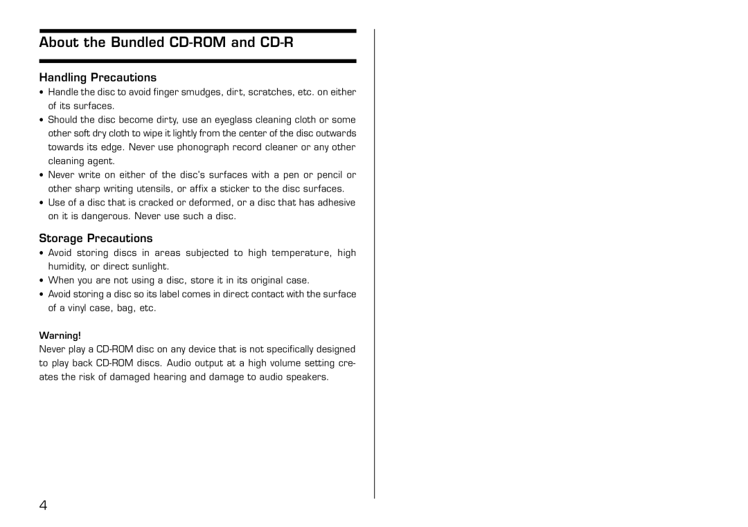 Casio LPCW-100 manual About the Bundled CD-ROM and CD-R, Handling Precautions, Storage Precautions 