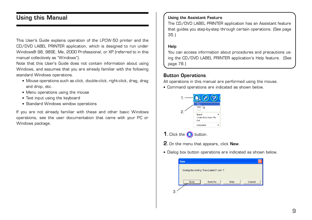 Casio LPCW-50 manual Using this Manual, Button Operations 