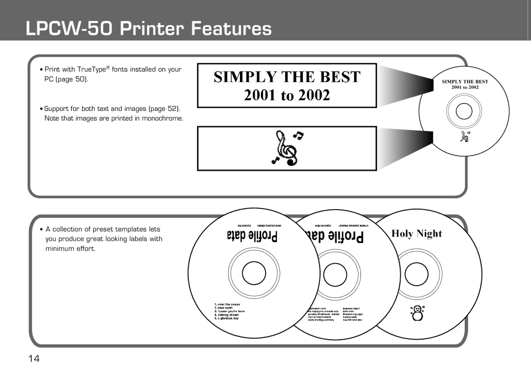 Casio manual LPCW-50 Printer Features 