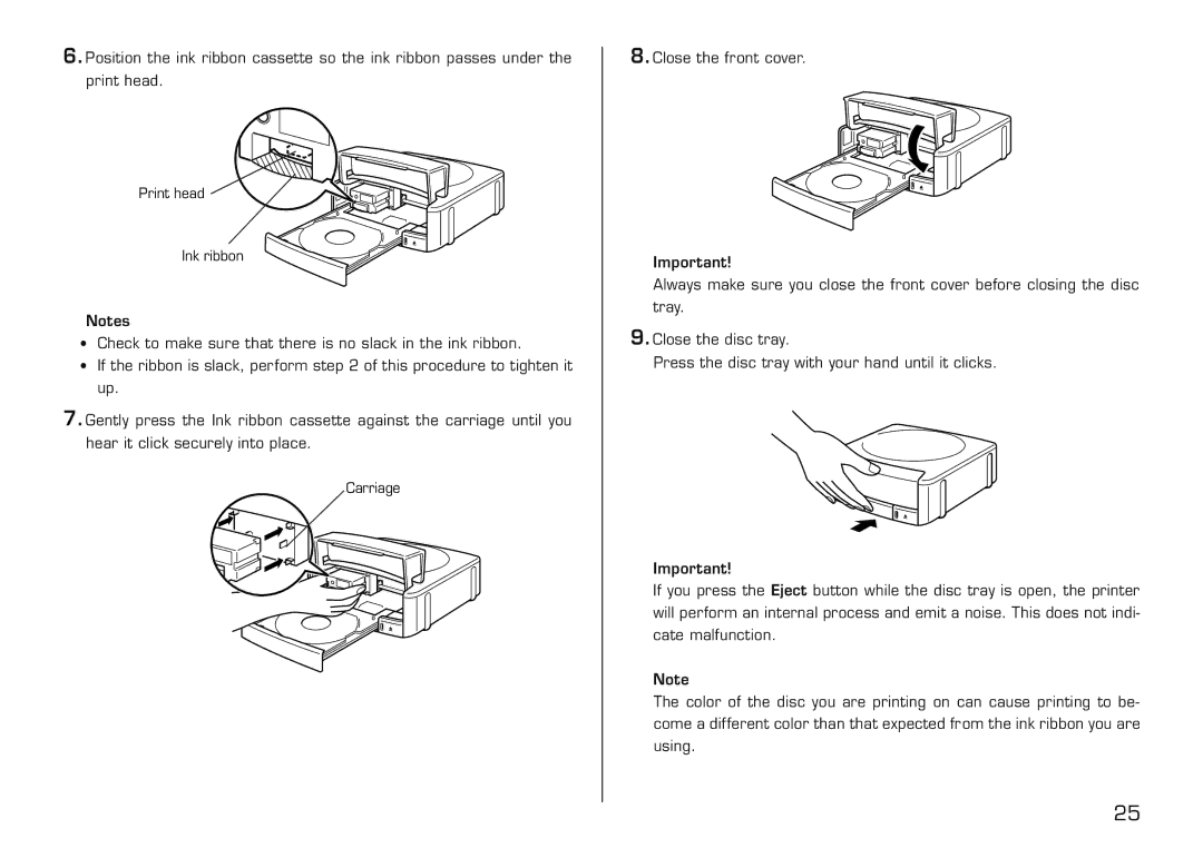 Casio LPCW-50 manual Print head Ink ribbon 