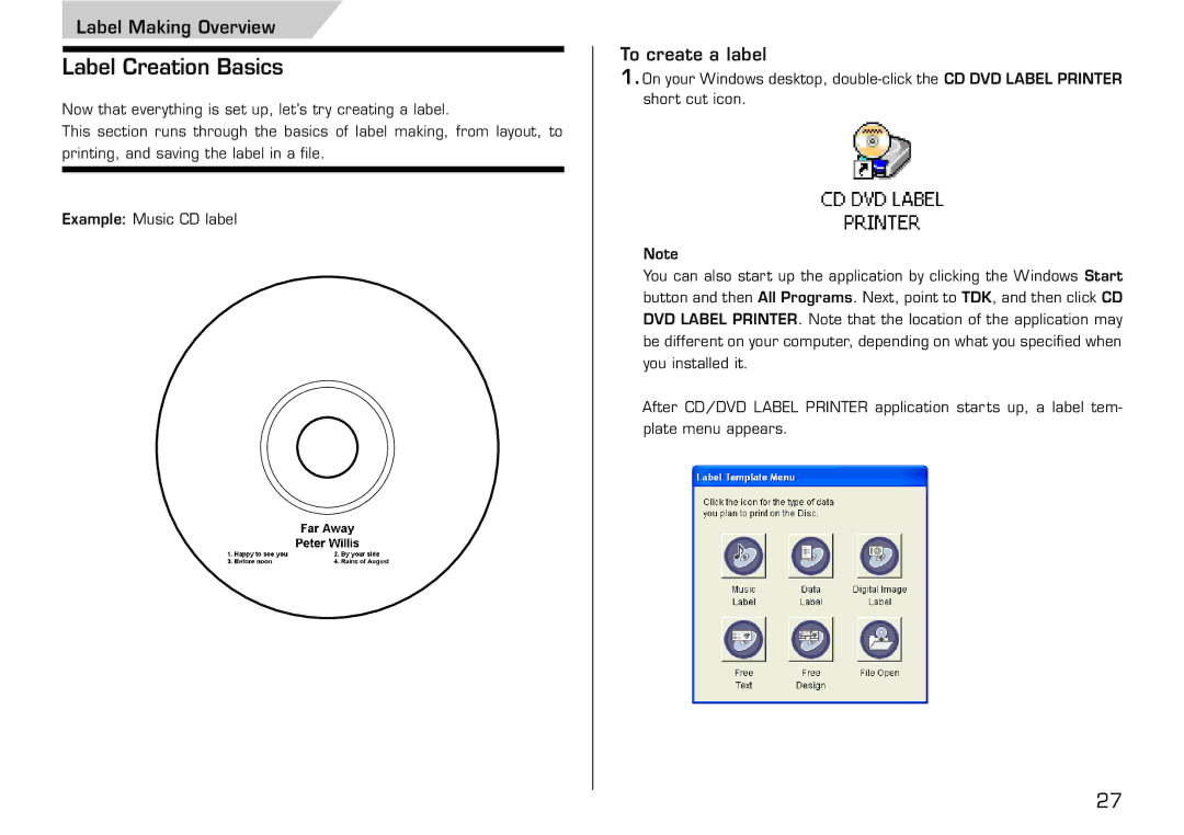 Casio LPCW-50 manual Label Creation Basics, Label Making Overview, To create a label 