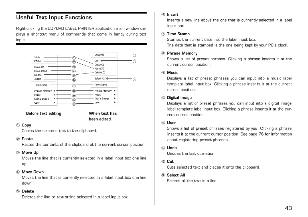 Casio LPCW-50 manual Useful Text Input Functions 