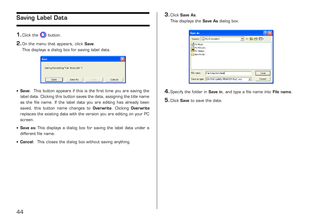 Casio LPCW-50 manual Saving Label Data 