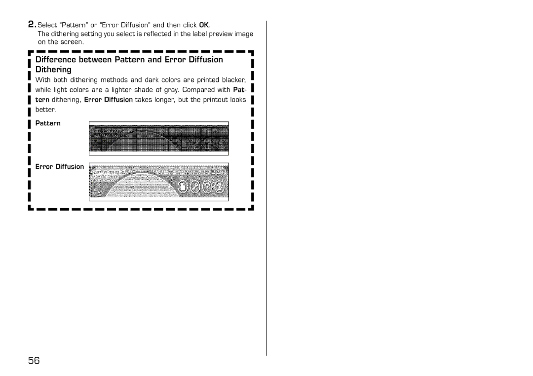 Casio LPCW-50 manual Difference between Pattern and Error Diffusion Dithering 