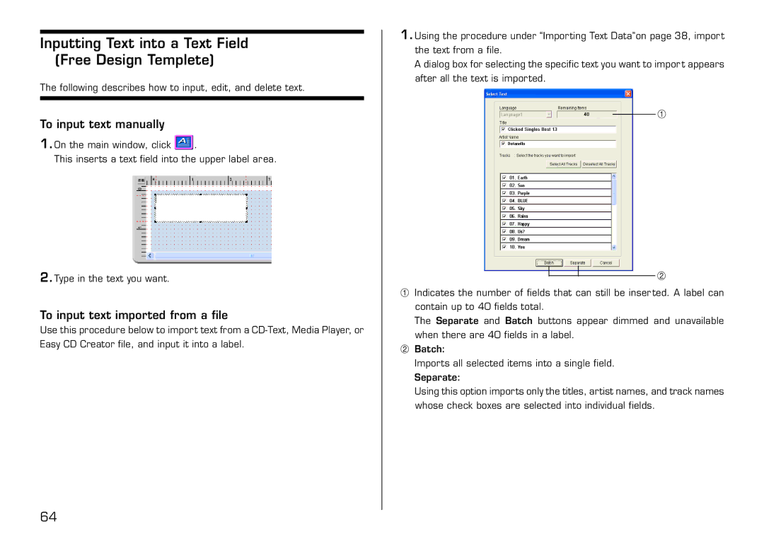 Casio LPCW-50 Inputting Text into a Text Field Free Design Templete, To input text manually 