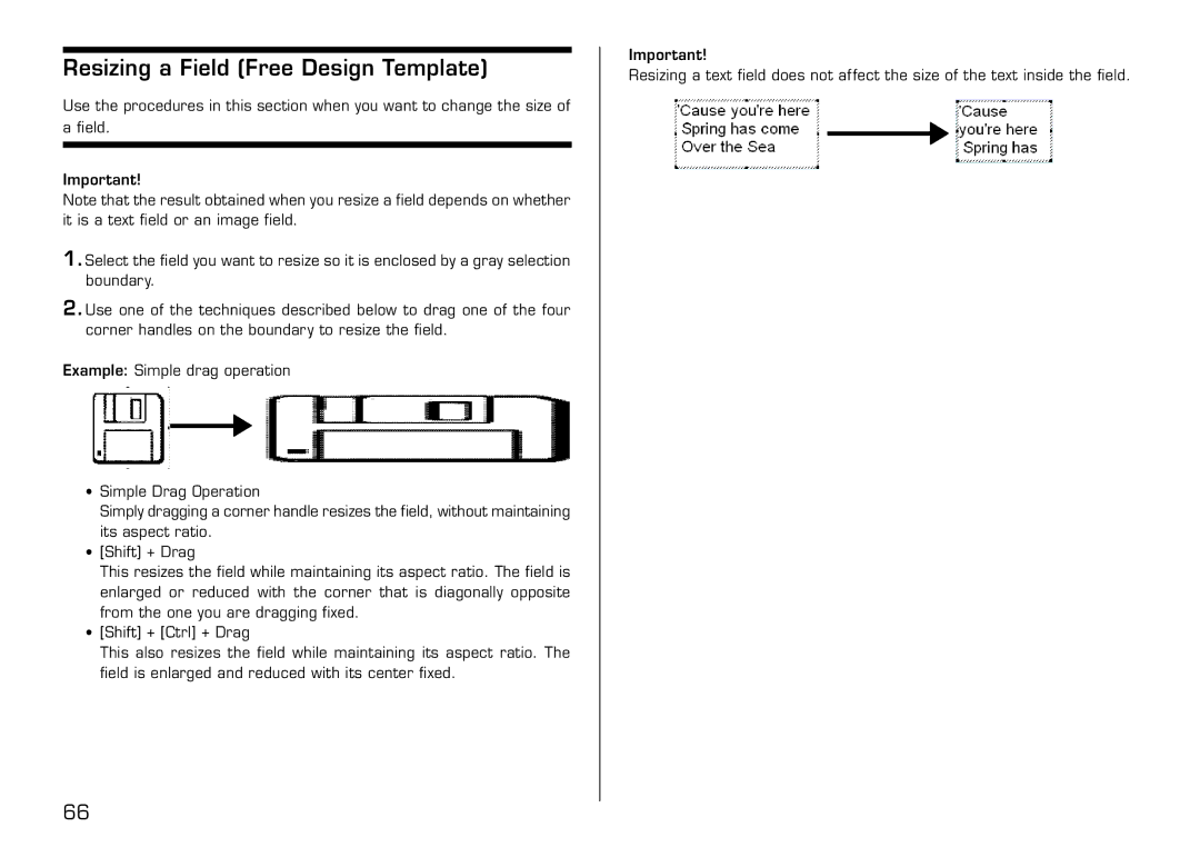 Casio LPCW-50 manual Resizing a Field Free Design Template 