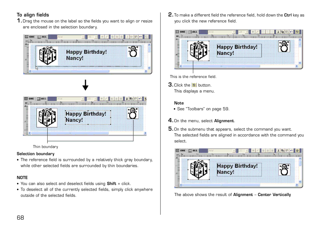 Casio LPCW-50 manual To align fields 