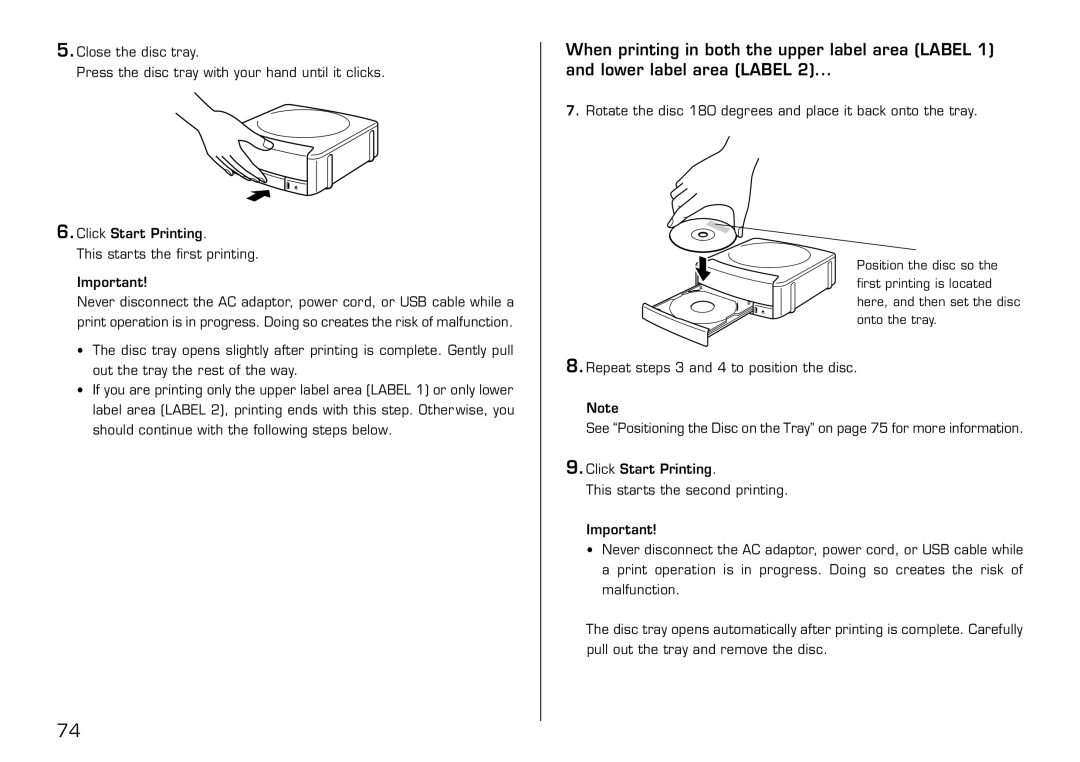 Casio LPCW-50 manual Rotate the disc 180 degrees and place it back onto the tray 