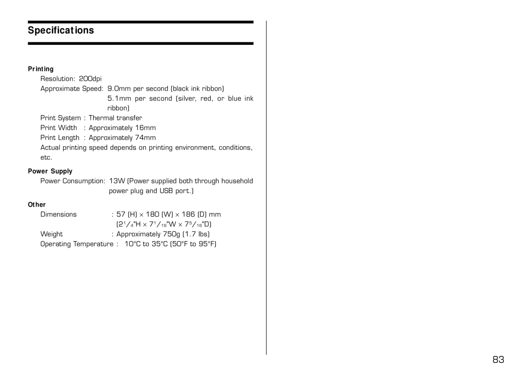 Casio LPCW-50 manual Specifications 