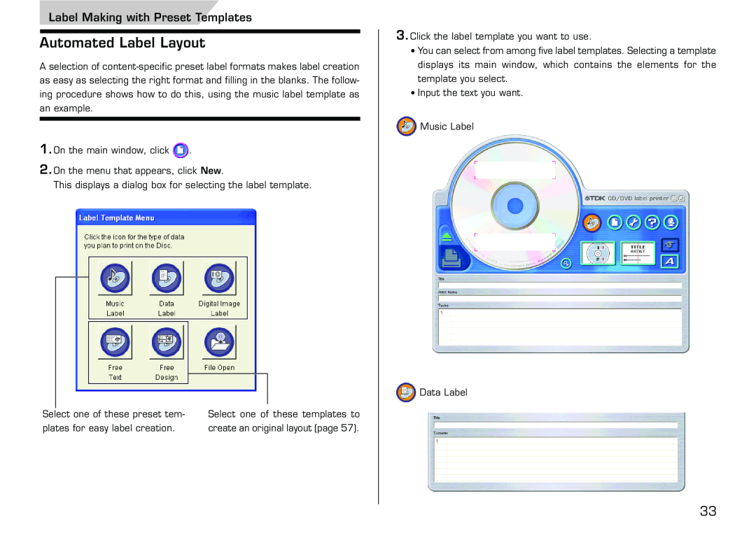 Casio LPCW-50 manual Automated Label Layout, Label Making with Preset Templates 